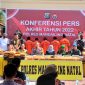 Kapolres Mandailing Natal (Madina) AKBP H.M. Reza Chairul A.S, S.IK., S,H., M.H meminpin konfrensi pers akhir tahun 2022. (Joki Nasution)