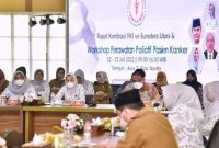 Ketua Yayasan Kanker Indonesia (YKI) Cabang Kab. Mandailing Natal, Eli Mahrani Jafar Sukhairi Nasution menghadiri Rapat Koordinasi YKI se-Sumatera Utara dan Workshop Perawatan Paliatif Pasien Kanker di Aula Tengku Rizal Nurdin, Kantor Gubernur Sumut, Jalan Sudirman No. 41 Medan.