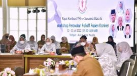 Ketua Yayasan Kanker Indonesia (YKI) Cabang Kab. Mandailing Natal, Eli Mahrani Jafar Sukhairi Nasution menghadiri Rapat Koordinasi YKI se-Sumatera Utara dan Workshop Perawatan Paliatif Pasien Kanker di Aula Tengku Rizal Nurdin, Kantor Gubernur Sumut, Jalan Sudirman No. 41 Medan.