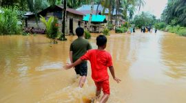 Kawasan Banjir di Desa Patiluban Hilir Kecamatan Natal, Minggu (11/12/2022).