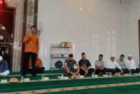 Ketua Panitia Zulhan Hamid H Lubis, M.Pd., memberikan kata sambutan di pembukaan MTQ Tingkat SMA - SMK Se Kabupaten Mandailing Natal di Mesjid Hj. Zulyani Lubis, Aek Lapan Kota Panyabungan, Sabtu (4/3/2023).