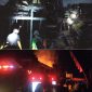 Rumah warga yang terbakar di Kelurahan Panyabungan I, saat api belum padam (bawah) dan api padam (atas), Kamis (16/3/2023) dini hari.