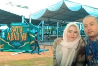 Keduanya, Mulyadi (kanan) dan putrinya Suci Ramadhani Jambak (kiri) di pertemukan di acara Satu Abad NU, Ponpes Musthafawiyah, Kamis (17/5/2023).