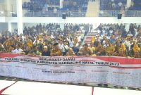 Bupati Madina H.M. Ja'far Sukhairi Nasution bersama Forkopimda mendeklerasikan Pilkades Damai di Gedung Serbaguna, (7/8/2023).