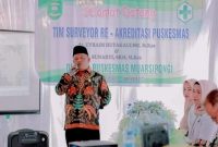 Camat Muara Sipongi Ahmad Pamilu, S.Sos dalam pembukaan Re-Survey Akreditasi UPTD Puskesmas Muara Sipongi, Kamis (2/11/2023).