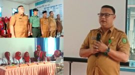 Kepala Dinas Kesehatan Pemkab Madina dr. Muhammad Faisal Situmorang saat memberikan sambutan pembukaan kegiatan re-akreditasi Puskesmas Simpang Gambir, Senin (4/12/2023). Foto : M.SN