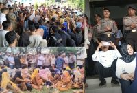 Aksi Guru Honorer yang tidak lulus P3K di Kabupaten Mandailing Natal saat unras di depan gedung DPRD Madina, Kantor Bupati dan Rumah Dinas Bupati, Rabu (27/12/2023). (ist)
