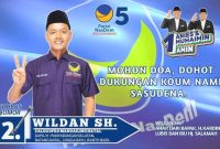 Baliho Caleg NasDem, Wildan SH nomor urut 2 di salah satu daerah Dapil III Mandailing Natal. (ist)