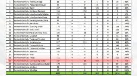 Update progress penetapan NI PPPK wilayah kerja Kantor Regional VI BKN Medan per tanggal 28 Maret 2024. Terlihat di urutan 22 Pemerintah Kab. Mandailing Natal masih 0 Persen. (ist)