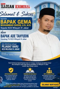 Media Harian Kriminal Ucapkan Selamat atas Pelantikan Kepala dan Kasubag TU KCD Wilayah IV Jabar