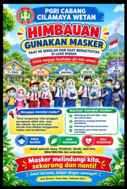 Waspada Dampak Abu Vulkanik, PGRI Cilamaya Wetan Imbau Siswa Gunakan Masker