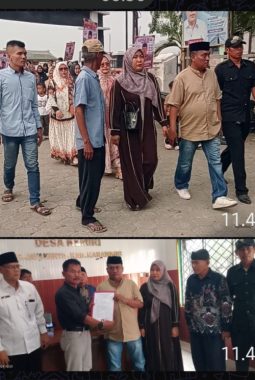 Diiringi Ratusan Pendukung, H. Yusuf Samyong Resmi Daftar Bakal Calon Kades Kemiri