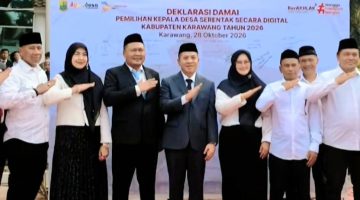 Calon Kades Mekarasih Nomor 2 Hj.Retno Ikut Tandatangani Deklarasi Damai Pilkades Karawang 2026