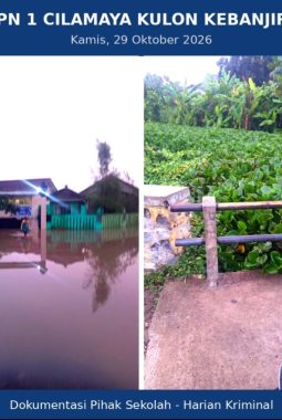 Banjir Kepung SMPN 1 Cilamaya Kulon, Saluran Sungai Penuh Eceng Gondok Jadi Sorotan