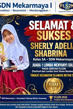 Harumkan Nama Sekolah, Sherly Adelia Shabrina Raih Juara 1 Menyanyi Solo FLS2N Cilamaya Wetan 2026